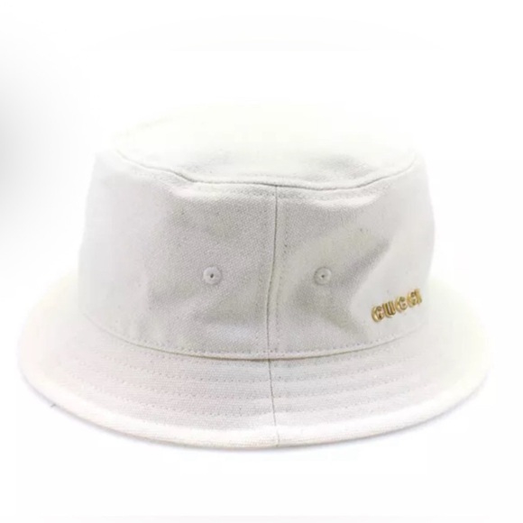 Gucci Canvas Bucket Hat with Gold Logo